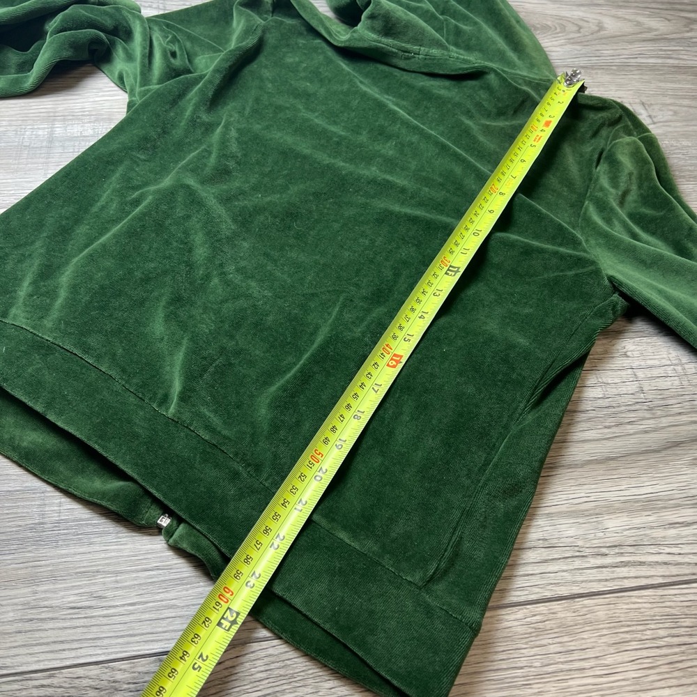 Bongo Velour Hoodie Womens XL Green Zip Up Rhinestone Y2K McBling Jacket - Picture 9 of 10